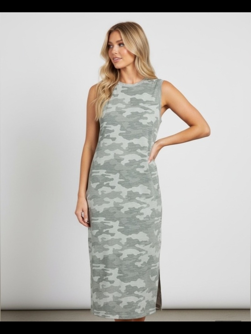 Universal Thread Green Camo Sleeveless Midi Dress Size L